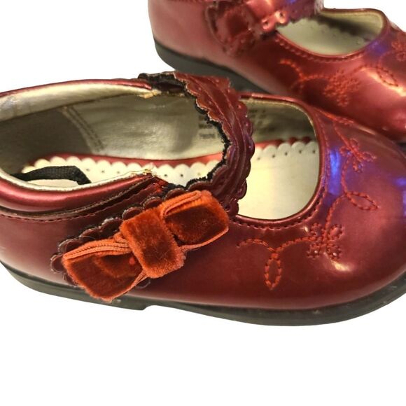 GEORGE Mary Janes Baby Ruby Embroidered Velvet Bow‎ sz 4 NWOT - Picture 3 of 9